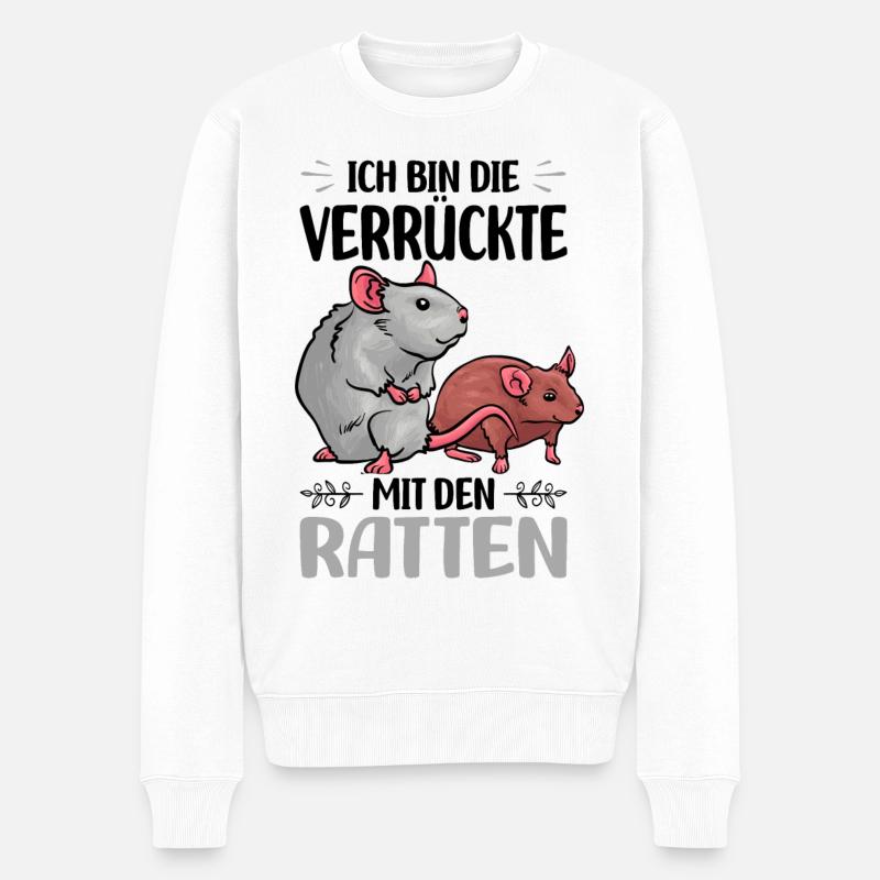 Ratten - Männer Premium Bio Pullover - Weiß