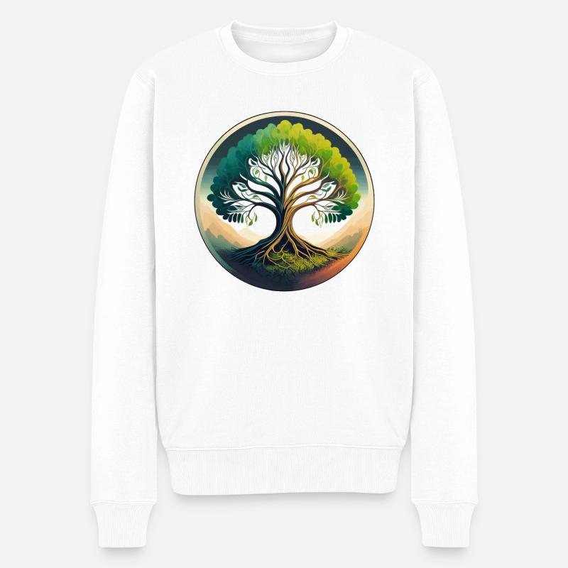 Baum des Lebens - Männer Premium Bio Pullover - Weiß