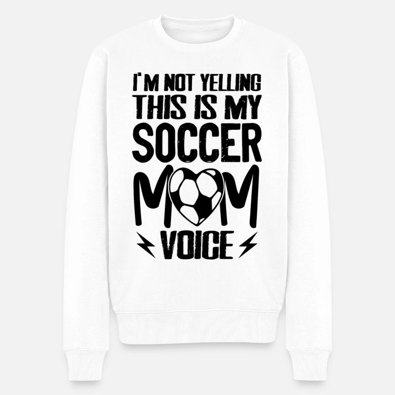 Lustige Fußball-Mutter-Stimme - Männer Premium Bio Pullover - Weiß