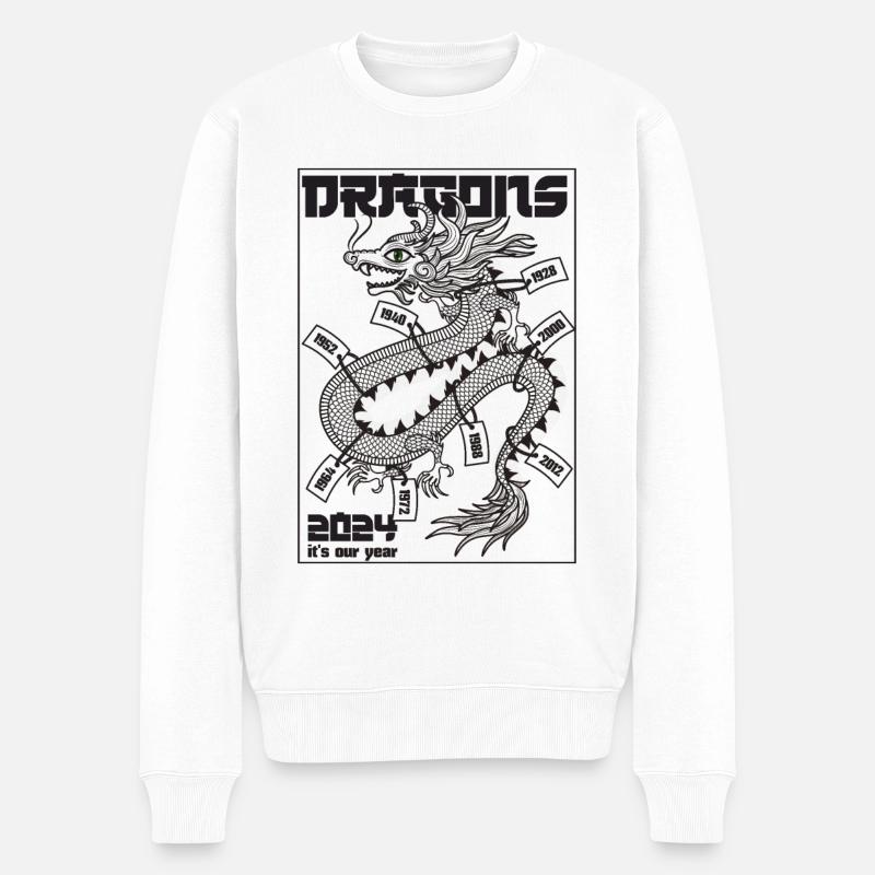 Jahr der Drachen - Männer Premium Bio Pullover - Weiß