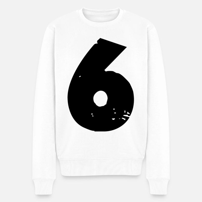 6 Zahl - Männer Premium Bio Pullover - Weiß