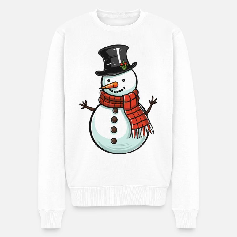 Schneemann Winter Schnee - Männer Premium Bio Pullover - Weiß
