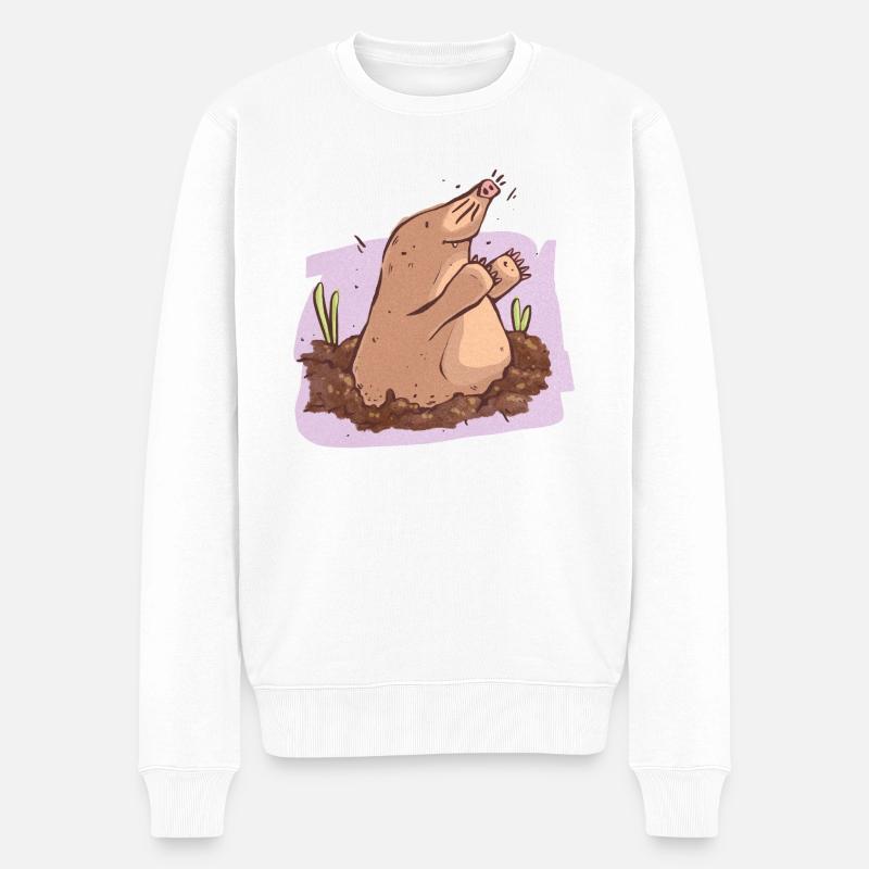 Mole in der Erde - Männer Premium Bio Pullover - Weiß