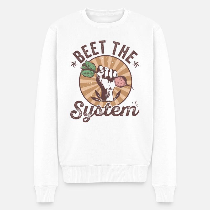 Beet the System funny vegetable design - Men's Premium Organic Jumper - white