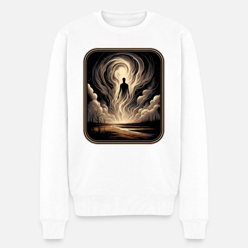 Der wandernde Geist des Kosmos - Männer Premium Bio Pullover - Weiß