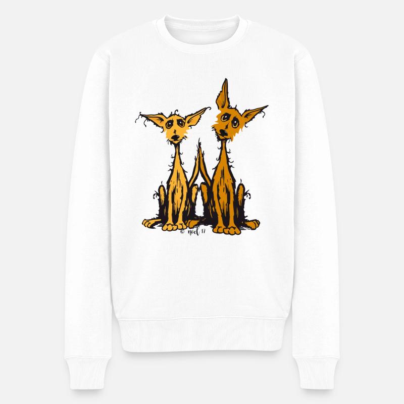 rot-beiges Hunde Duo - Männer Premium Bio Pullover - Weiß