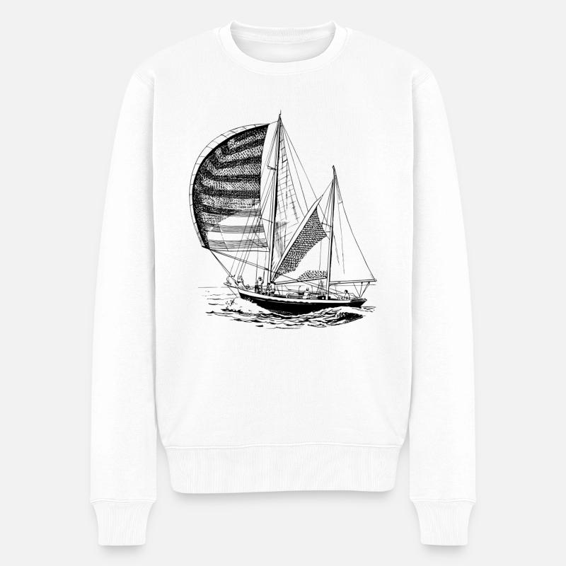 Das Segelboot - Männer Premium Bio Pullover - Weiß