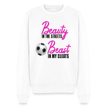 Fussball Maedchen Fußball Spruch - Männer Premium Bio Pullover - Weiß - Vorne - Thijin (182cm)
