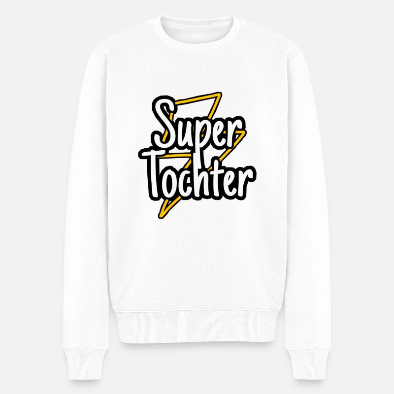 Super Tochter - Männer Premium Bio Pullover - Weiß