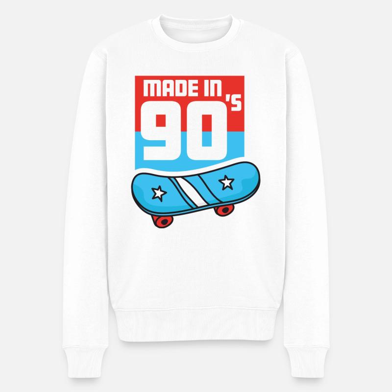 Made in 90s 90er Kind neunziger oldschool retro - Männer Premium Bio Pullover - Weiß