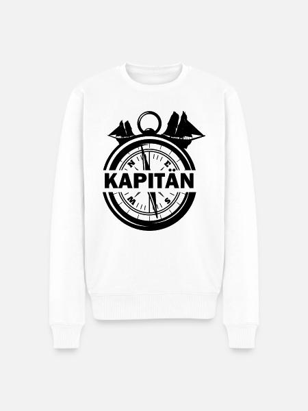 Kapitän Kompass - Männer Premium Bio Pullover - Weiß
