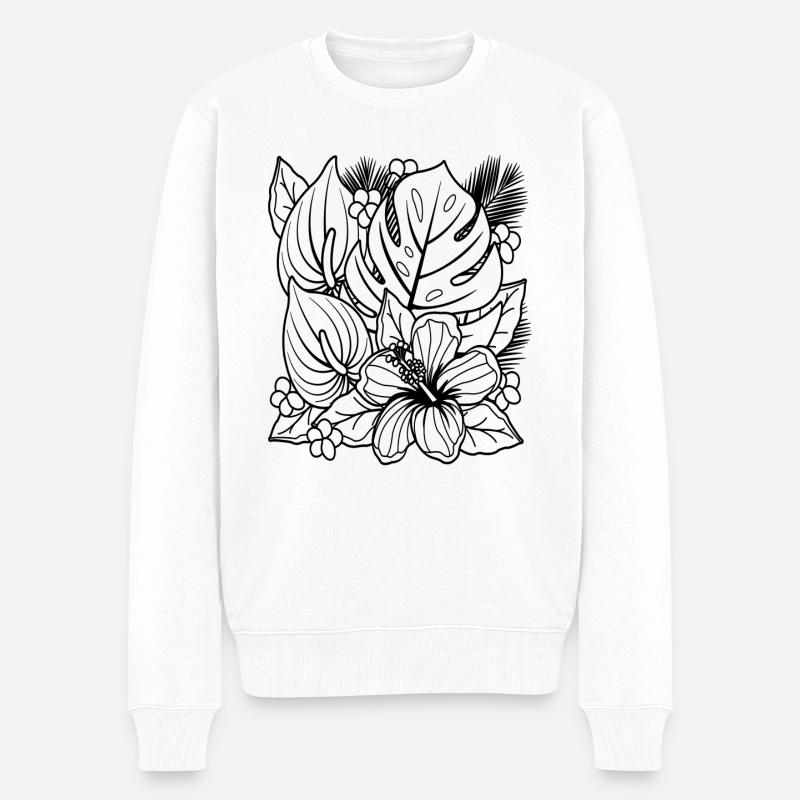 Blumen - Männer Premium Bio Pullover - Weiß