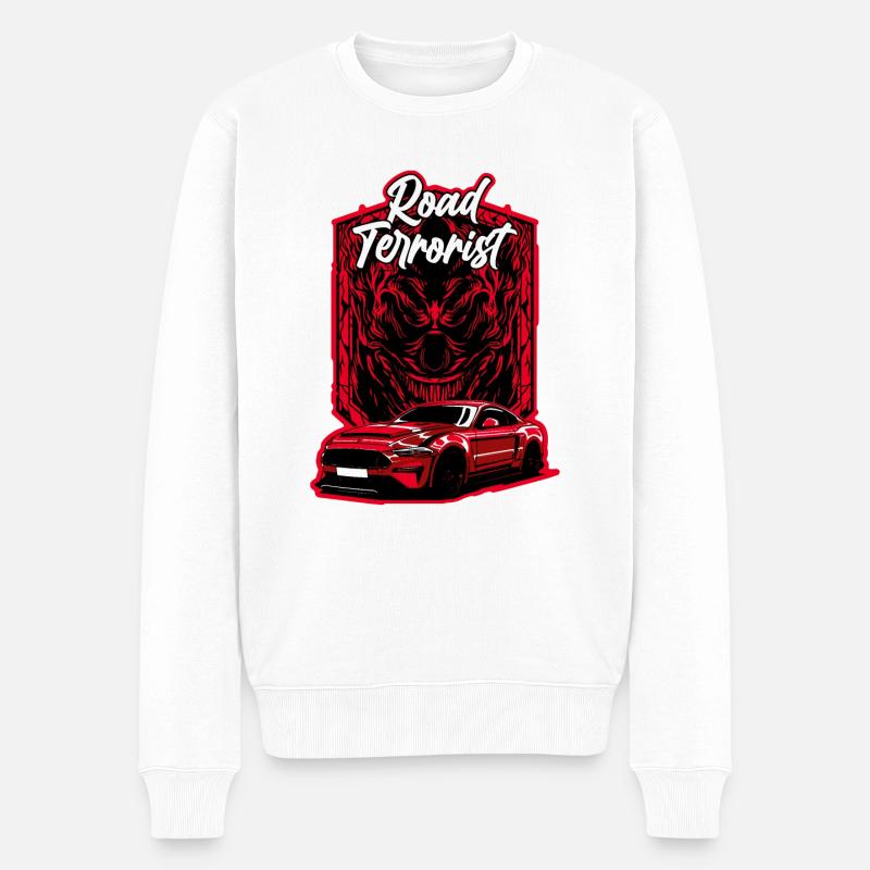 Road Terrorist Red - Männer Premium Bio Pullover - Weiß