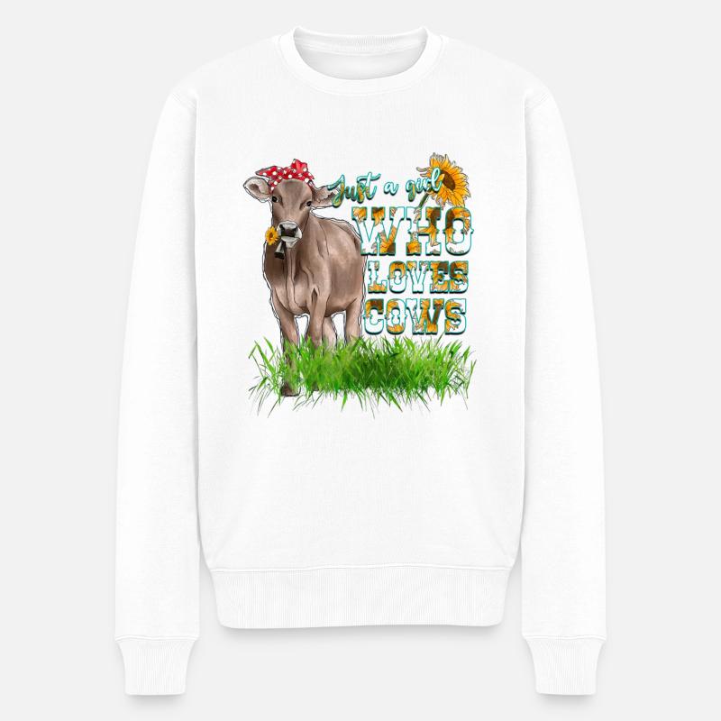 Just A Girl Who Loves Cows - Männer Premium Bio Pullover - Weiß