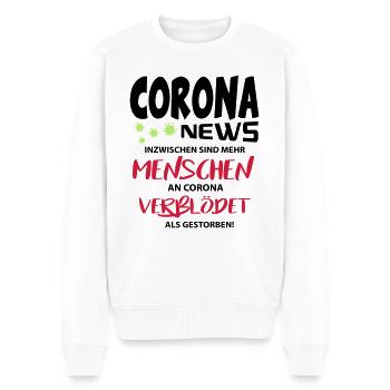 Corona Covid Verblödet Gestorben Leugner News - Männer Premium Bio Pullover - Weiß - Vorne - Thijin (182cm)
