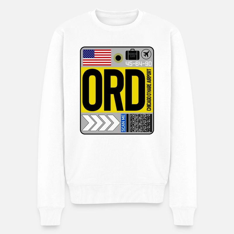 Aéroport O’Hare de Chicago - Pull Premium bio Homme - blanc
