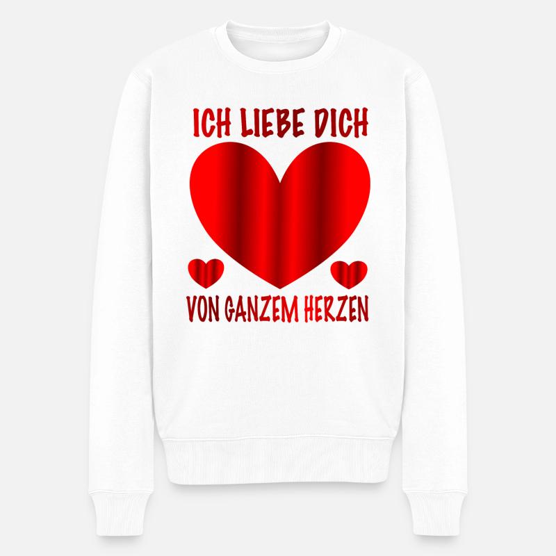 Ich liebe dich von ganzem Herzen - Männer Premium Bio Pullover - Weiß