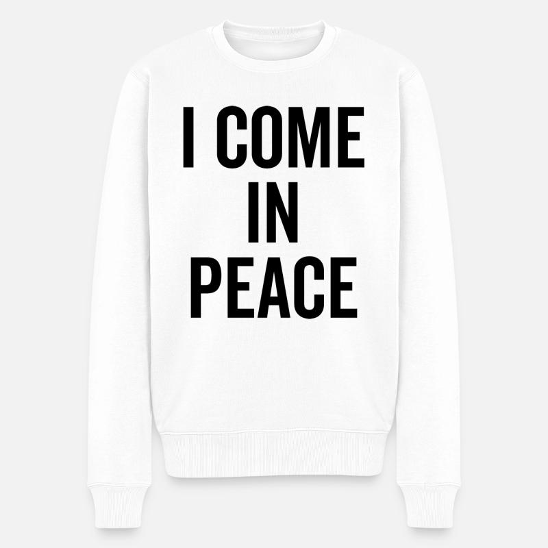 Ich komme in Frieden - Männer Premium Bio Pullover - Weiß