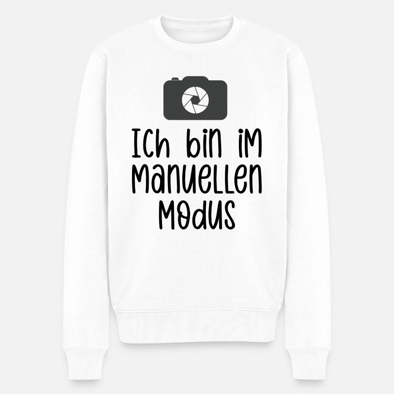 Ich bin im manuellen Modus - Männer Premium Bio Pullover - Weiß