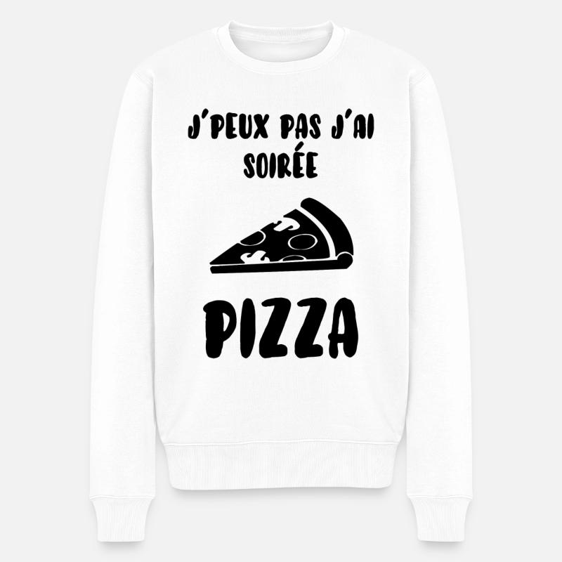 Soirée pizza - Pull Premium bio Homme - blanc