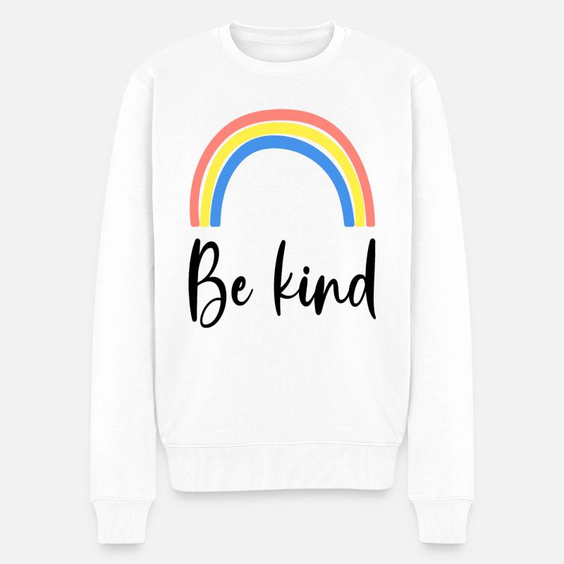Be Kind Rainbow - Männer Premium Bio Pullover - Weiß