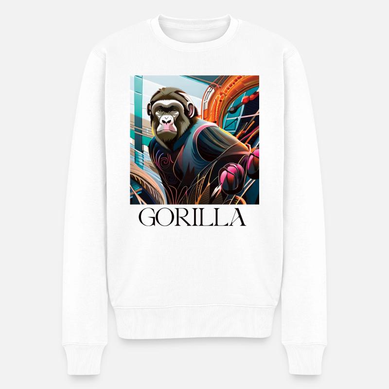 Gorilla - Männer Premium Bio Pullover - Weiß