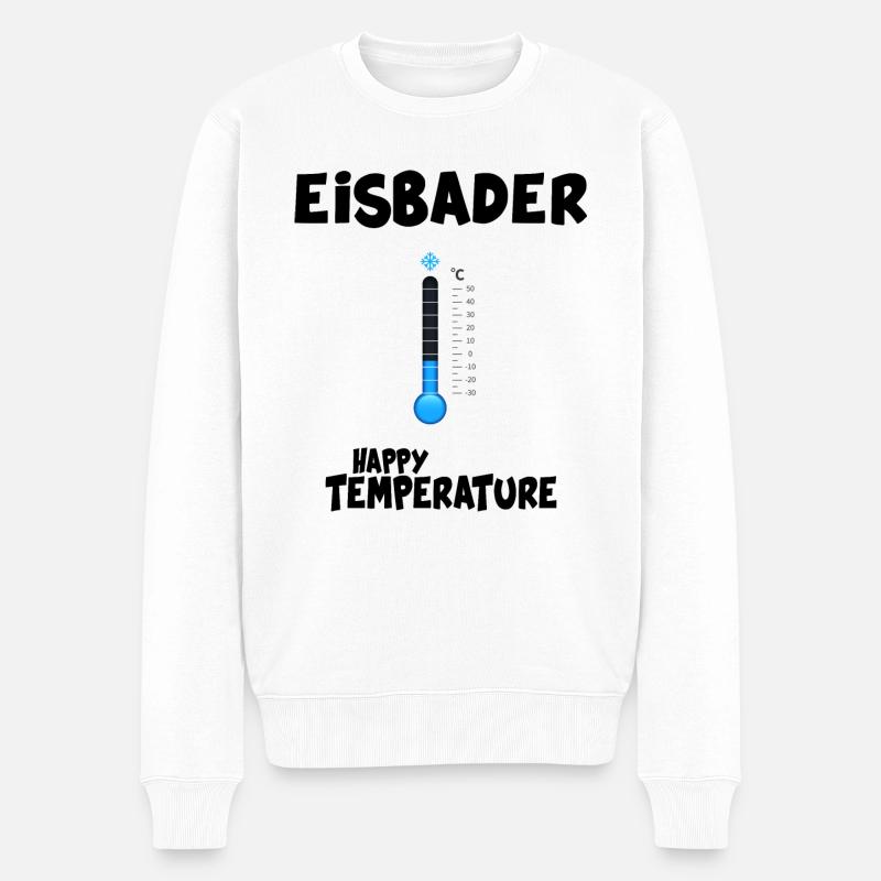 Eisbader Eisbadezeit "Happy Temperature" - Männer Premium Bio Pullover - Weiß