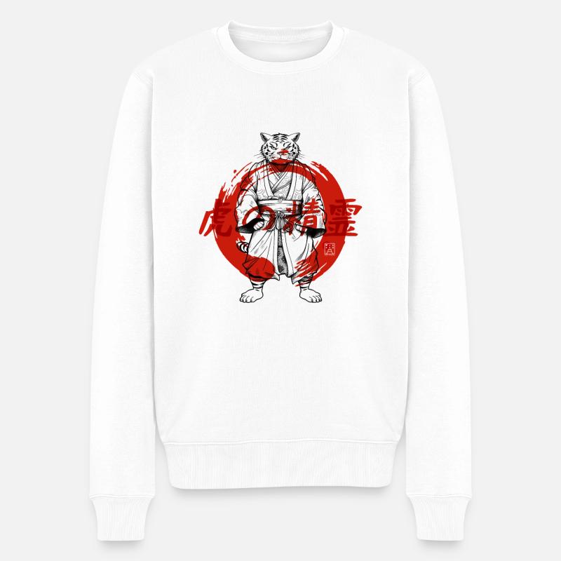 Geist des Tigers - Männer Premium Bio Pullover - Weiß