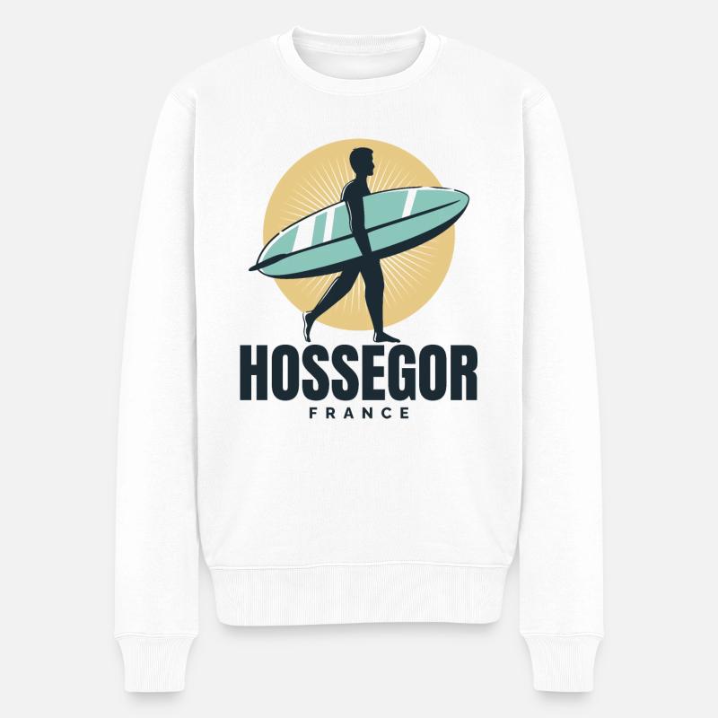 Hossegor France Pays Basque Surf - Pull Premium bio Homme - blanc
