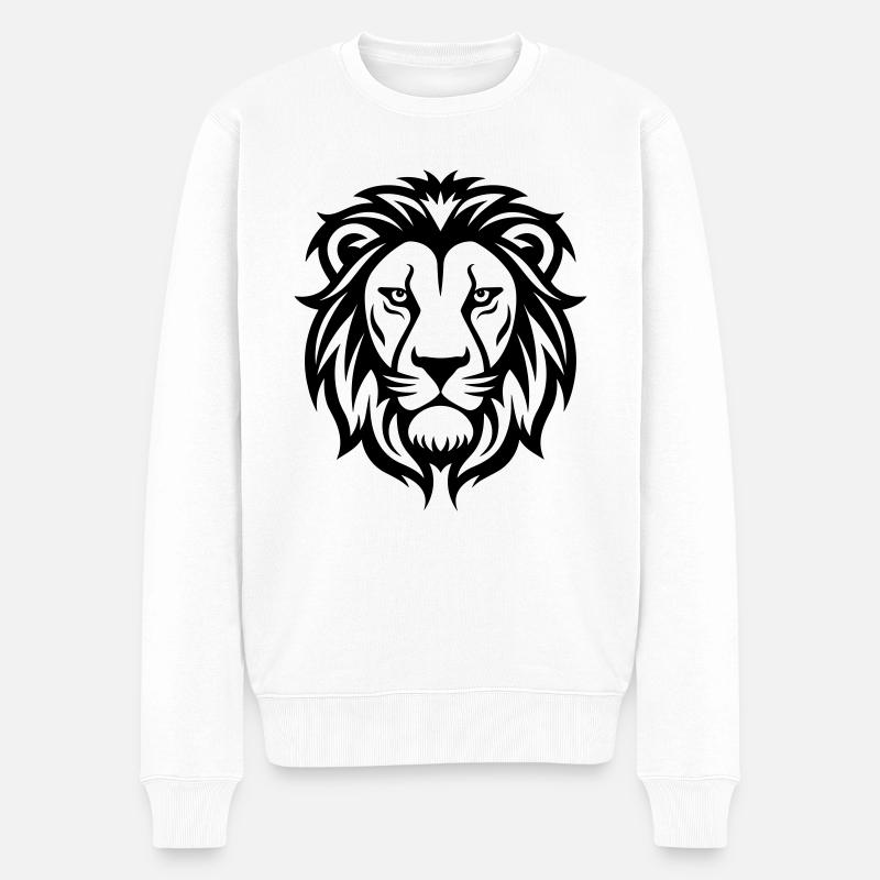 Löwenkopf - Männer Premium Bio Pullover - Weiß