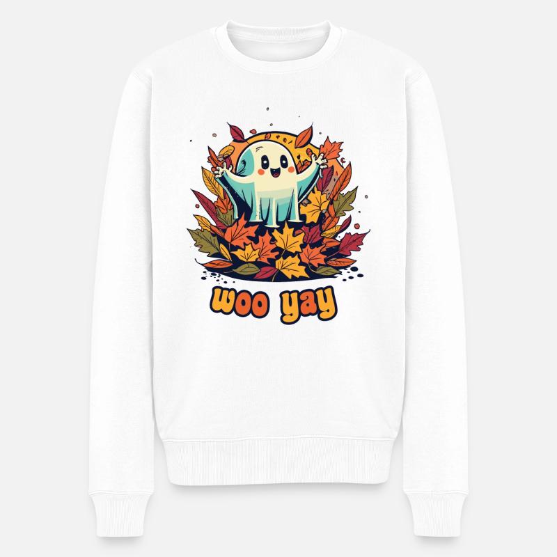 Halloween Ghost Woo Yay - Pull Premium bio Homme - blanc