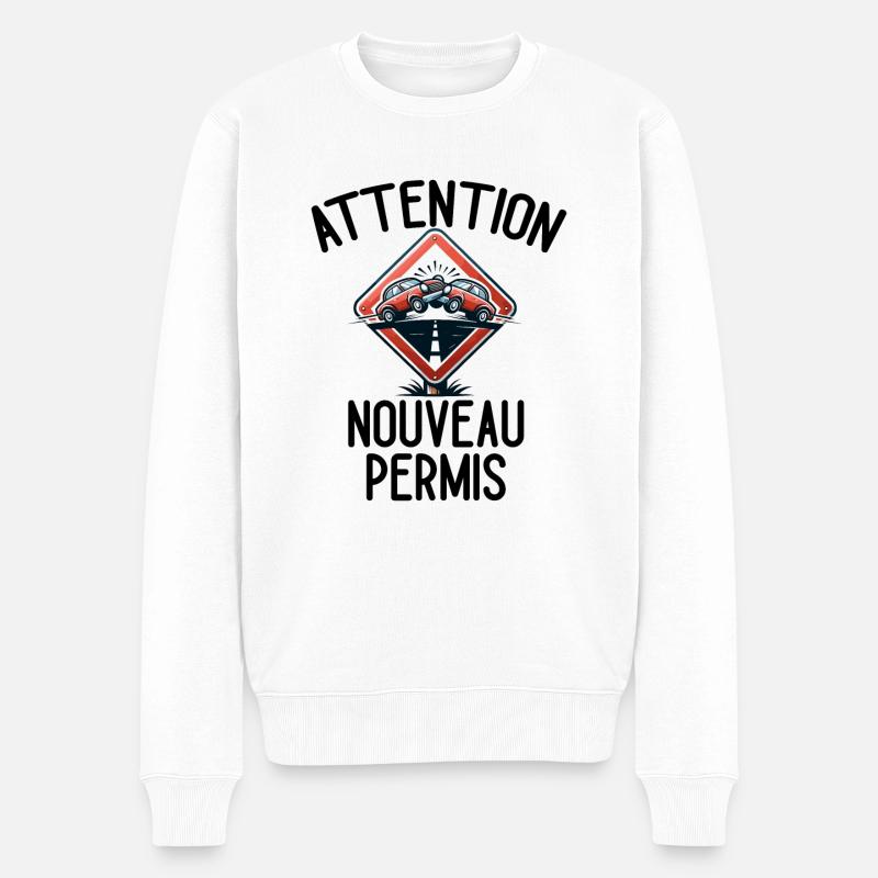 Führerschein Geschenkidee Humor Fahrschule - Männer Premium Bio Pullover - Weiß