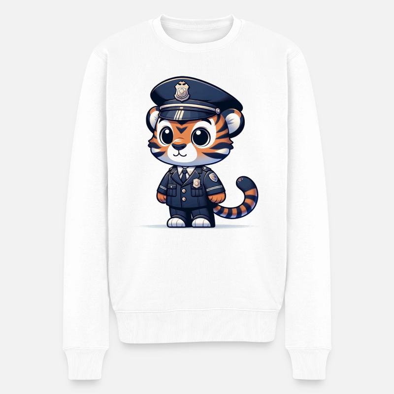 Mignon Tigre Officier de Police - Pull Premium bio Homme - blanc