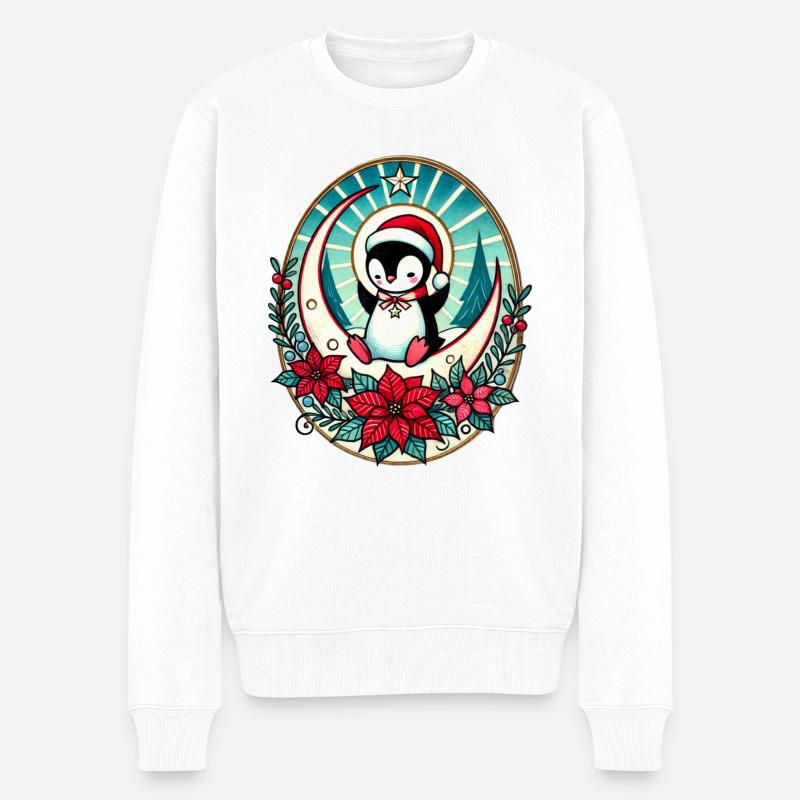 Weihnachtspinguin - Männer Premium Bio Pullover - Weiß
