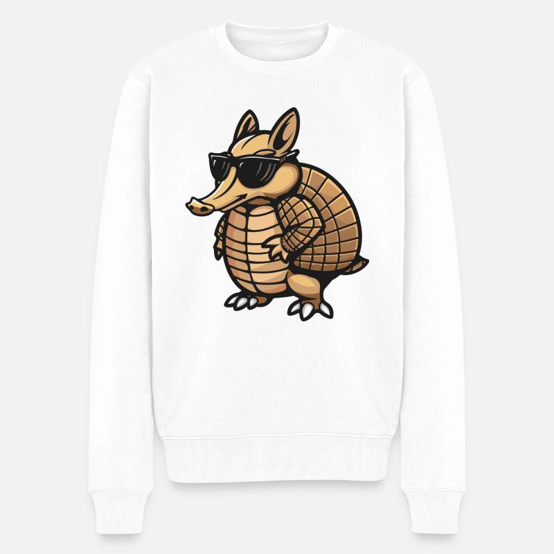 Gürteltier Comic Cool - Männer Premium Bio Pullover - Weiß