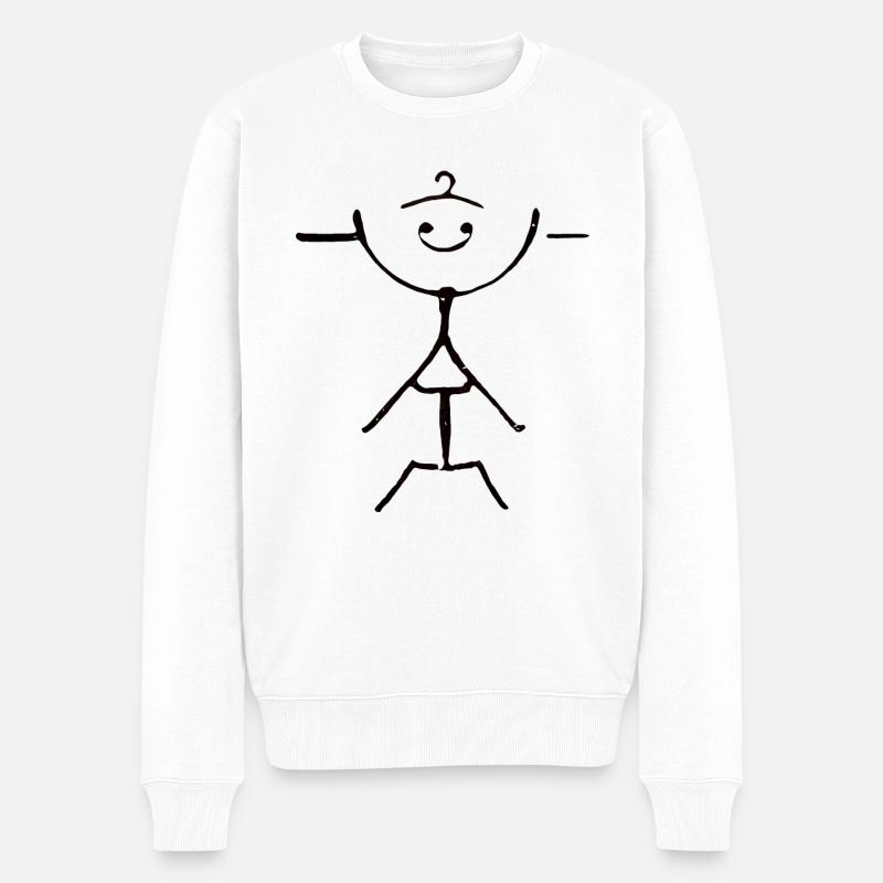Strichmännchen Abstrakt - Männer Premium Bio Pullover - Weiß