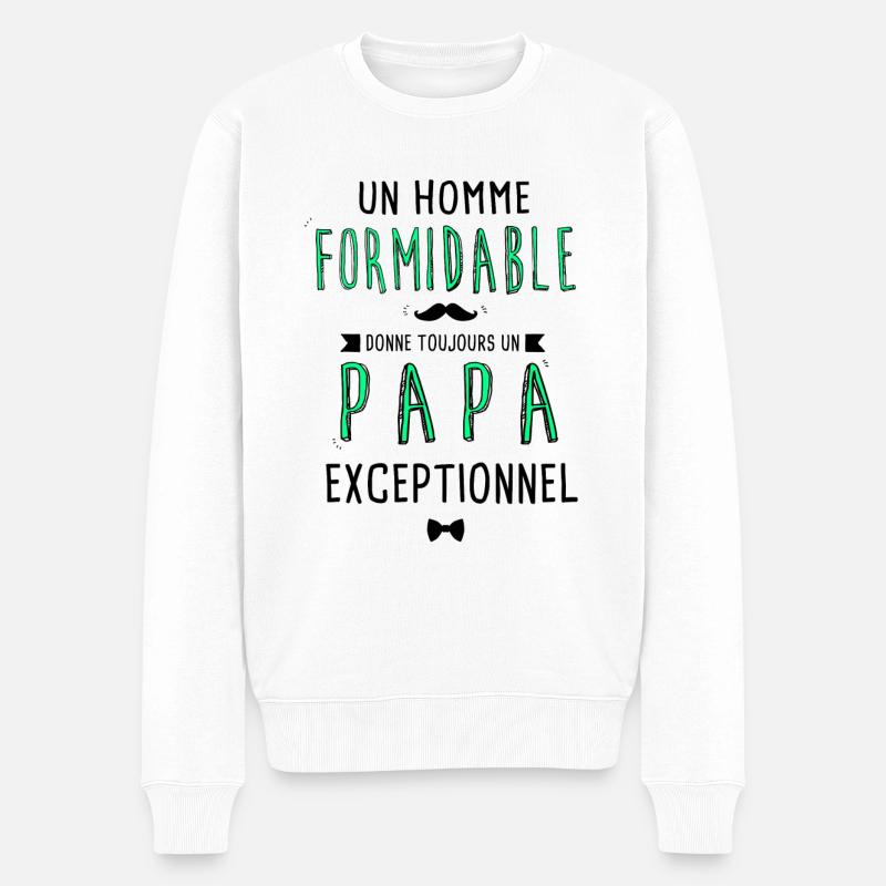 un homme formidable, papa exceptionnel - Pull Premium bio Homme - blanc