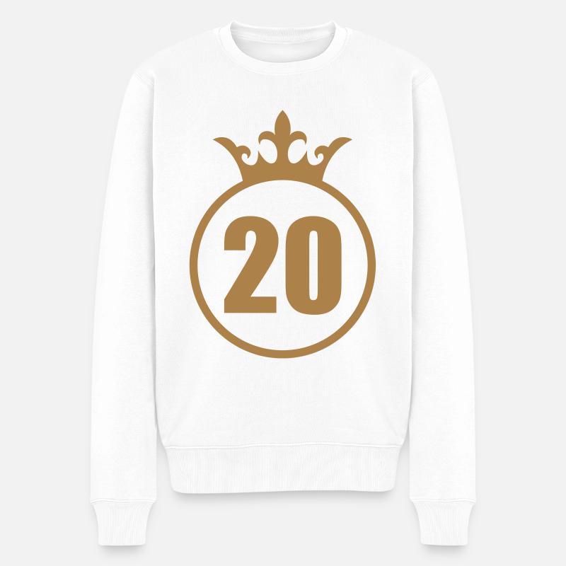 *** 20 *** - Männer Premium Bio Pullover - Weiß