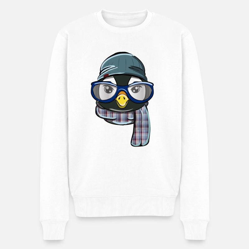 Hipster Pinguin - Männer Premium Bio Pullover - Weiß