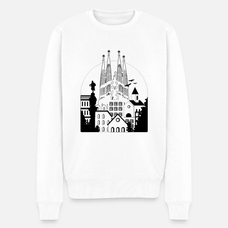 Barcelone - Pull Premium bio Homme - blanc