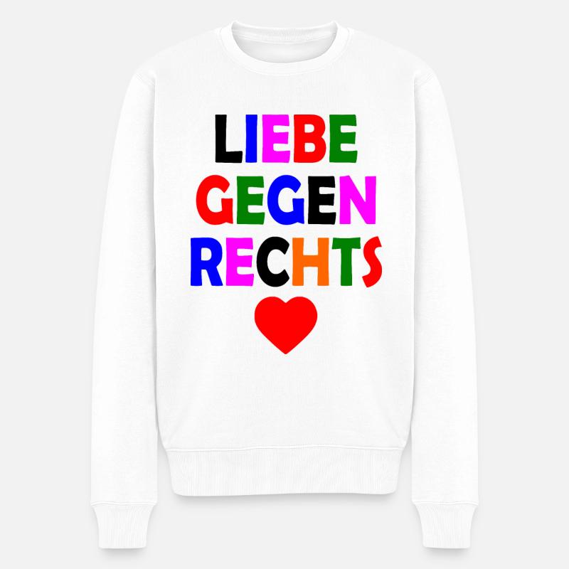 Liebe gegen rechts - Männer Premium Bio Pullover - Weiß