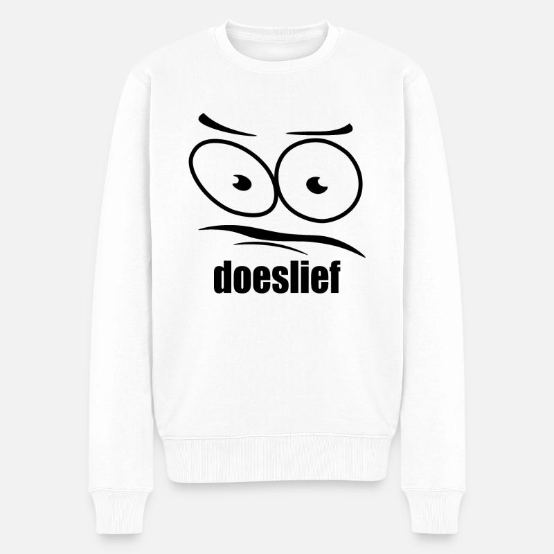 doeslief flehende Augen mit Fragezeichen-Blick - Männer Premium Bio Pullover - Weiß