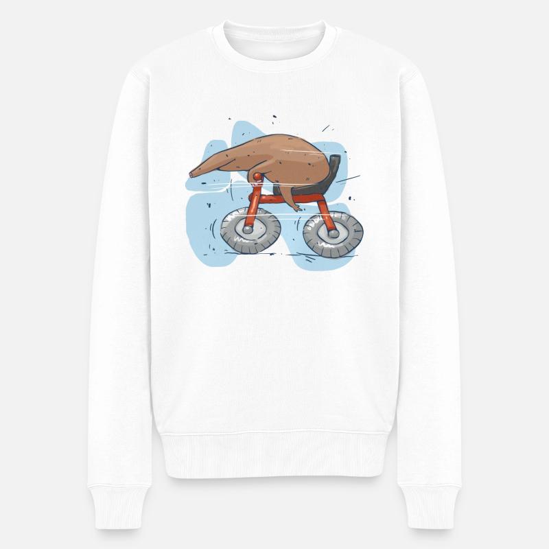 Mole auf dem Rad - Männer Premium Bio Pullover - Weiß