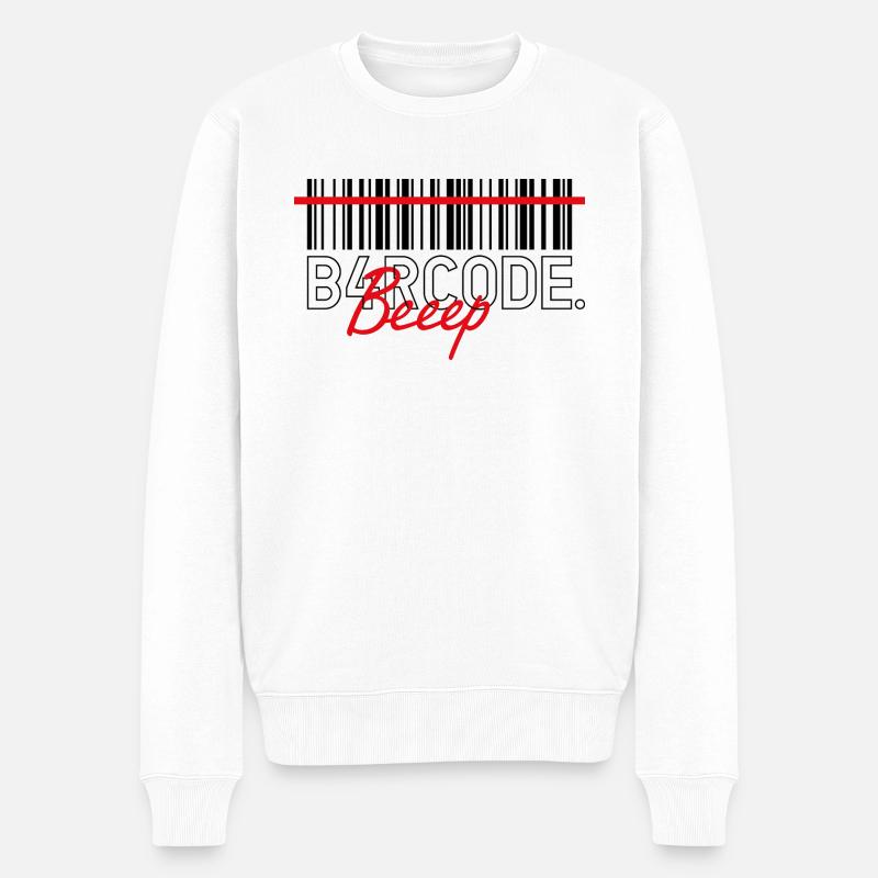 B4RCODE. Bip noir - Pull Premium bio Homme - blanc