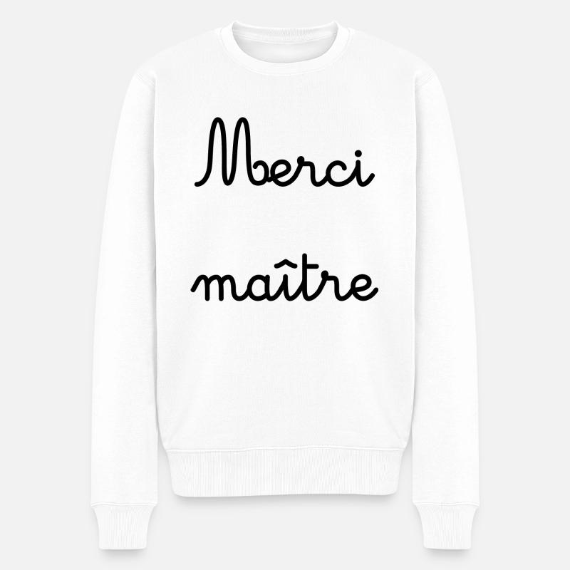 MAÎTRE. MERCI. MERCI MAÎTRE - Pull Premium bio Homme - blanc