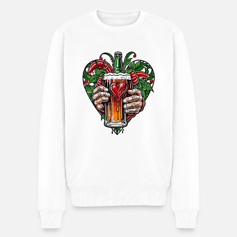 Ich liebe Bier - Männer Premium Bio Pullover - Weiß