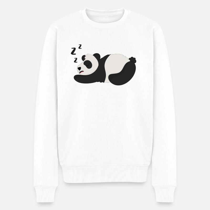 Panda Pandabär - Männer Premium Bio Pullover - Weiß