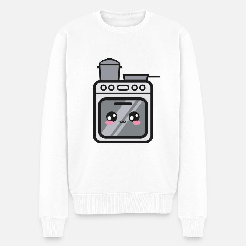 Herd Ofen Kawaii - Männer Premium Bio Pullover - Weiß