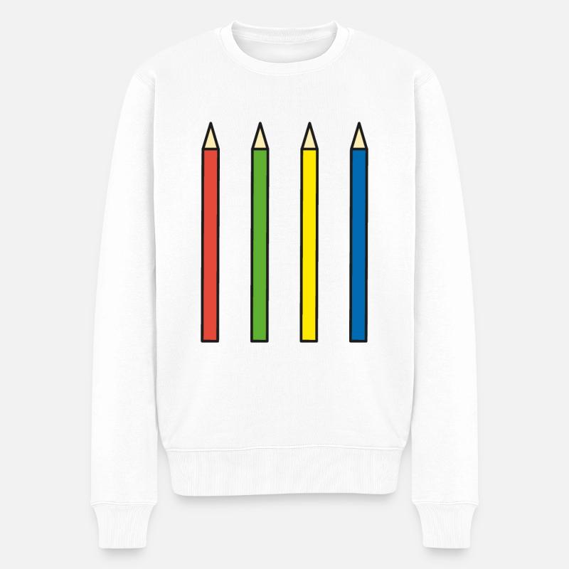 Stifte Bleistift Schreibwaren - Männer Premium Bio Pullover - Weiß