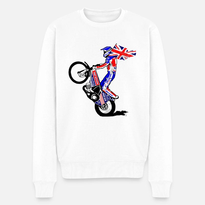 Speedway Driver - United Kingdom - Männer Premium Bio Pullover - Weiß